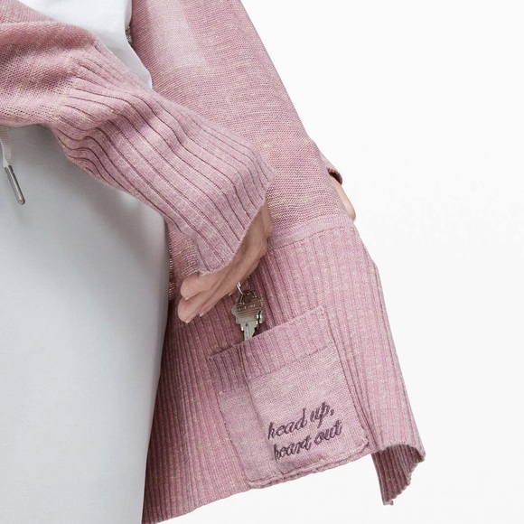 Lululemon NWOT Calm and Collected Wrap Linen Hooded Cardigan Sweater Pink S 4 6 - Picture 3 of 11